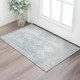 3' X 5' Sky Blue And Silver Oriental Washable Area Rug With UV Protection