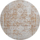 8' X 8' Terra Cotta And Silver Oriental Washable Round Rug With UV Protection