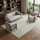 9' X 12' Artichoke Green And Ivory Damask Washable Area Rug With UV Protection