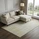 9' X 12' Gold And Ivory Damask Washable Area Rug With UV Protection