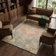 8' Brown Copper And Gold Floral Washable Area Rug With UV Protection