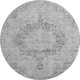 8' X 8' Silver And Gray Oriental Washable Round Rug With UV Protection