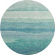 8' X 8' Turquoise And Ivory Striped Washable Round Rug With UV Protection
