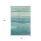 10' X 14' Turquoise And Ivory Striped Washable Area Rug With UV Protection