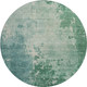 8' X 8' Emerald And Denim Blue Abstract Washable Round Rug With UV Protection