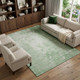 8' Mint Green And Beige Abstract Washable Area Rug With UV Protection