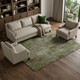 8' Coffee Green And Taupe Abstract Washable Area Rug With UV Protection