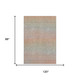 8' Coral Denim Blue And Salmon Striped Washable Area Rug With UV Protection