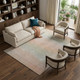 10' X 14' Coral Denim Blue And Salmon Striped Washable Area Rug With UV Protection