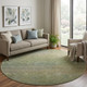 8' X 8' Fern Green And Blue Striped Washable Round Rug With UV Protection