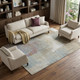 9' X 12' Coffee Ivory And Blue Abstract Washable Area Rug With UV Protection