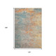 10' X 14' Teal Peach And Gold Abstract Washable Area Rug With UV Protection