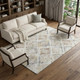 8' Ivory Brown And Gray Geometric Washable Area Rug With UV Protection
