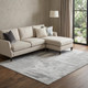 8' Gray Silver And Charcoal Abstract Washable Area Rug With UV Protection