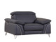 51" Blue And White Genuine Leather Chair and a Half