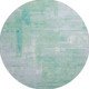 8' X 8' Sky Blue Ivory And Teal Abstract Washable Round Rug With UV Protection