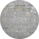 8' X 8' Gray Gold And Ivory Oriental Washable Round Rug With UV Protection
