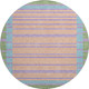 8' X 8' Lime Green Peach Teal And Purple Striped Washable Round Rug With UV Protection