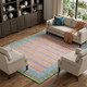 8' Lime Green Peach Teal And Purple Striped Washable Area Rug With UV Protection