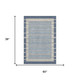 3' X 5' Navy Blue Ivory And Gray Striped Washable Area Rug With UV Protection