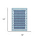 10' X 14' Sky Blue Ivory And Navy Blue Striped Washable Area Rug With UV Protection
