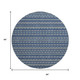 8' X 8' Navy Blue Gray And Silver Striped Washable Round Rug With UV Protection