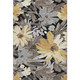 9' X 12' Black Gray And Wheat Floral Washable Area Rug With UV Protection