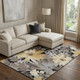10' X 14' Black Gray And Wheat Floral Washable Area Rug With UV Protection