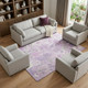 10' X 14' Lavender And Ivory Floral Washable Area Rug With UV Protection