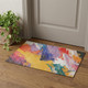 3' X 5' Gold Purple Teal And Red Abstract Washable Area Rug With UV Protection