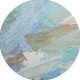 8' X 8' Sky Blue Ivory And Charcoal Abstract Washable Round Rug With UV Protection