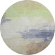 8' X 8' Artichoke Green Lavender And Ivory Abstract Washable Round Rug With UV Protection
