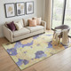 5' X 8' Wheat And Lavender Floral Washable Area Rug With UV Protection