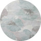 8' X 8' Pale Aqua Ivory And Gray Floral Washable Round Rug With UV Protection