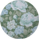 8' X 8' Sky Blue And Taupe Floral Washable Round Rug With UV Protection