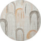8' X 8' Ivory Peach And Taupe Geometric Washable Round Rug With UV Protection