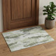 3' X 5' Artichoke Green Ivory And Gray Abstract Washable Area Rug With UV Protection