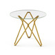 35" White and Gold Glass and Steel Round Trestle Coffee Table