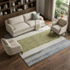 8' X 10' Artichoke Green Ivory And Gray Striped Washable Area Rug With UV Protection
