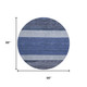 8' Navy Blue Ivory And Gray Striped Washable Round Rug With UV Protection