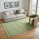 5' X 8' Artichoke Green And Sage Striped Washable Area Rug With UV Protection