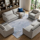 9' X 12' Sky Blue Gray And Silver Abstract Washable Area Rug With UV Protection