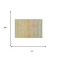 3' X 5' Gold Blush And Teal Striped Washable Area Rug With UV Protection