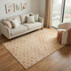5' X 8' Peach And Ivory Geometric Washable Area Rug With UV Protection