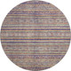 8' Blue Beige And Gray Striped Washable Round Rug With UV Protection