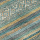 8' Teal Gold And Blue Striped Washable Round Rug With UV Protection