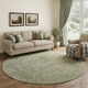 8' Sage And Gray Oriental Washable Round Rug With UV Protection
