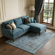 9' X 12' Blue Gray And Silver Floral Medallion Washable Area Rug With UV Protection
