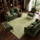 9' X 12' Artichoke Green And Gray Floral Medallion Washable Area Rug With UV Protection