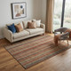 5' X 8' Rust Taupe And Gray Striped Washable Area Rug With UV Protection